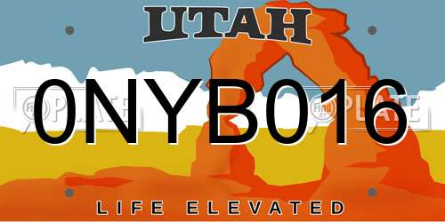 0NYB016 Utah License Plate