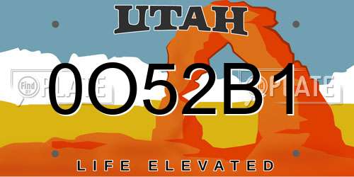 0O52B1 Utah License Plate
