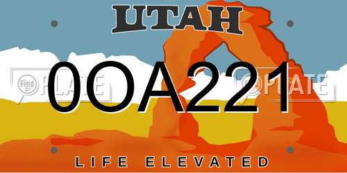 0OA221 Utah License Plate
