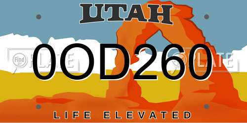 0OD260 Utah License Plate