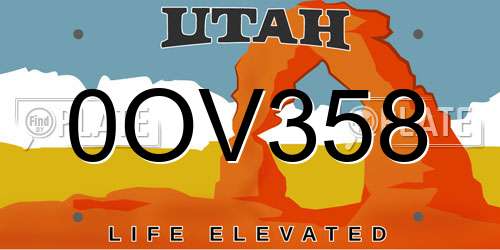 0OV358 Utah License Plate