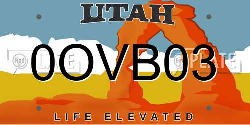 0OVB03 Utah License Plate
