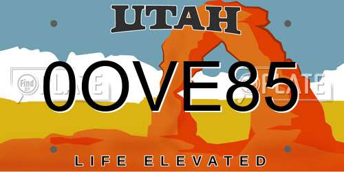 0OVE85 Utah License Plate