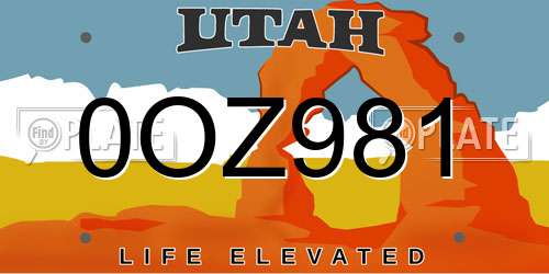 0OZ981 Utah License Plate