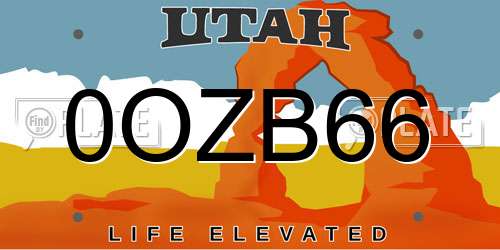 0OZB66 Utah License Plate