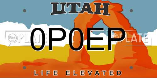 0P0EP Utah License Plate