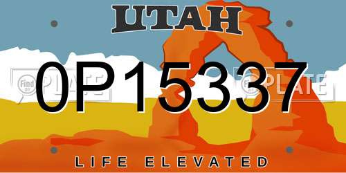 0P15337 Utah License Plate