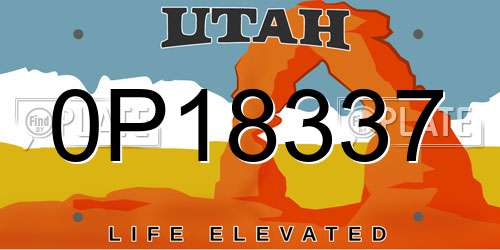 0P18337 Utah License Plate