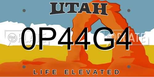 0P44G4 Utah License Plate