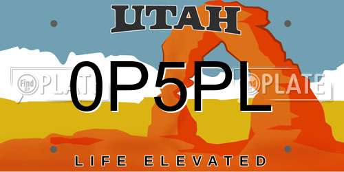 0P5PL Utah License Plate