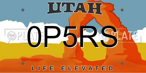 0P5RS Utah License Plate