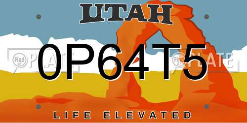 0P64T5 Utah License Plate