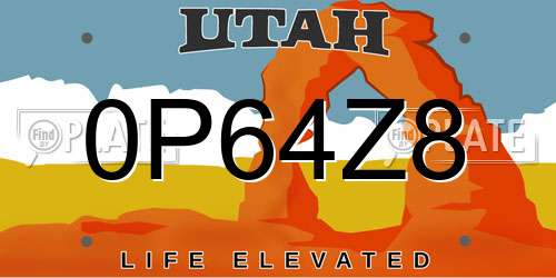 0P64Z8 Utah License Plate