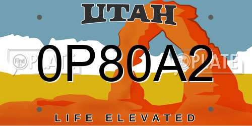 0P80A2 Utah License Plate