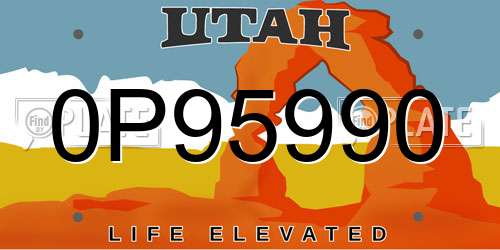 0P95990 Utah License Plate