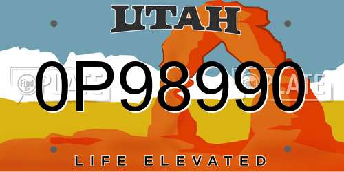 0P98990 Utah License Plate