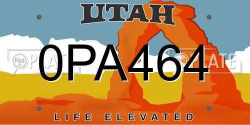 0PA464 Utah License Plate