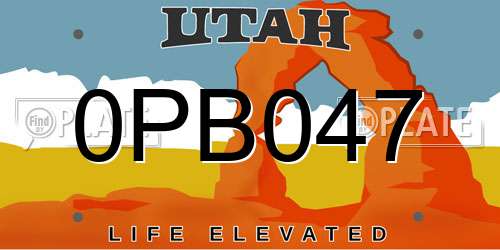 0PB047 Utah License Plate