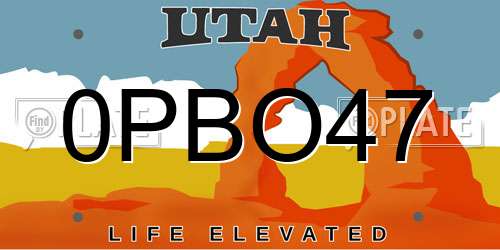0PBO47 Utah License Plate