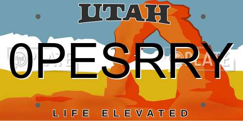 0PESRRY Utah License Plate