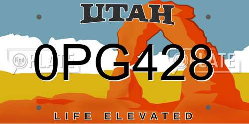 0PG428 Utah License Plate