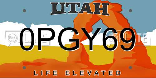 0PGY69 Utah License Plate