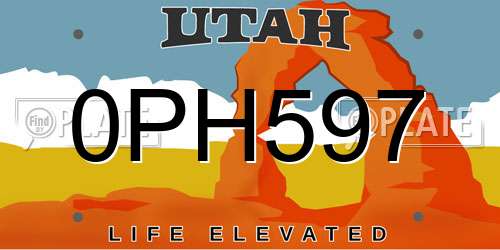 0PH597 Utah License Plate