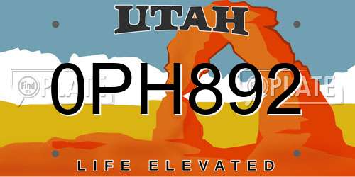 0PH892 Utah License Plate