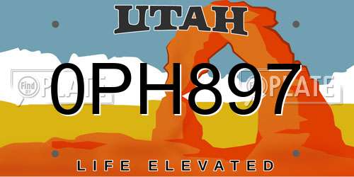 0PH897 Utah License Plate