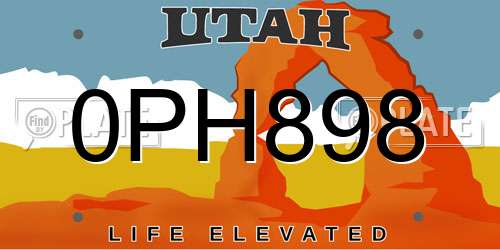 0PH898 Utah License Plate
