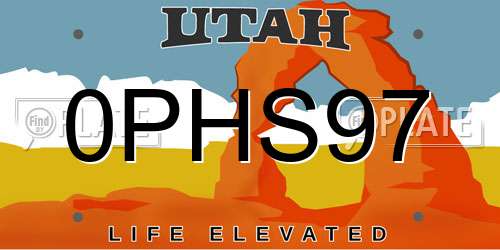 0PHS97 Utah License Plate