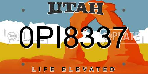 0PI8337 Utah License Plate