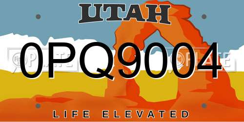 0PQ9004 Utah License Plate