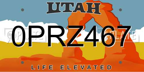 0PRZ467 Utah License Plate