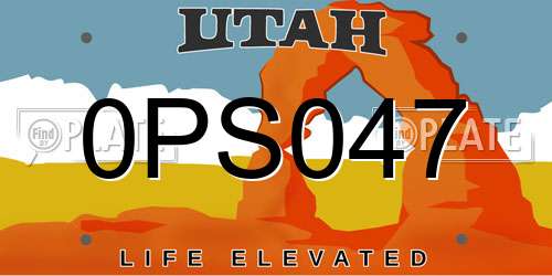0PS047 Utah License Plate