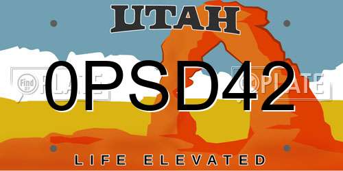 0PSD42 Utah License Plate