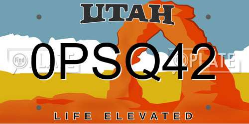 0PSQ42 Utah License Plate