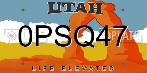 0PSQ47 Utah License Plate