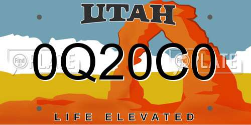0Q20C0 Utah License Plate