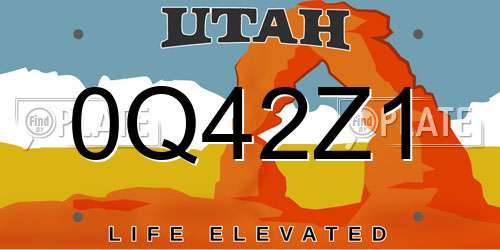 0Q42Z1 Utah License Plate