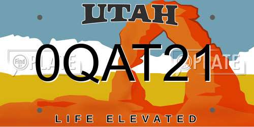0QAT21 Utah License Plate