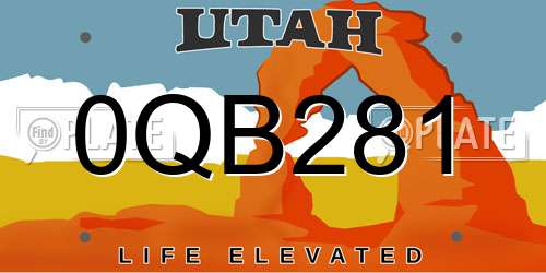 0QB281 Utah License Plate