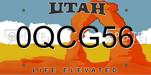 0QCG56 Utah License Plate