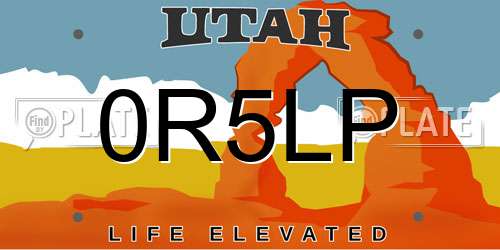 0R5LP Utah License Plate