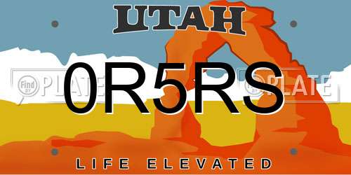 0R5RS Utah License Plate