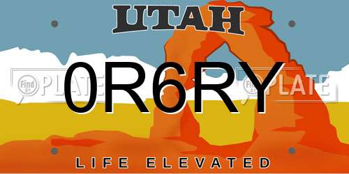 0R6RY Utah License Plate