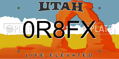 0R8FX Utah License Plate