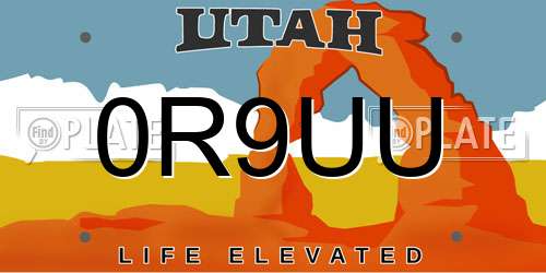 0R9UU Utah License Plate
