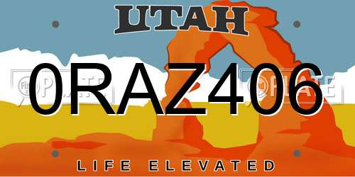 0RAZ406 Utah License Plate