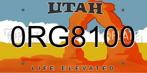 0RG8100 Utah License Plate